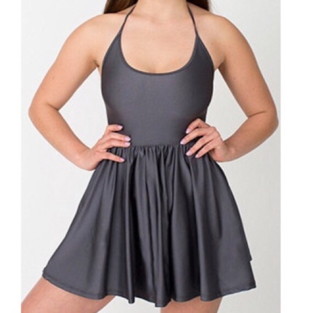 American Apparel Grey Nylon Skater Tricot Dress